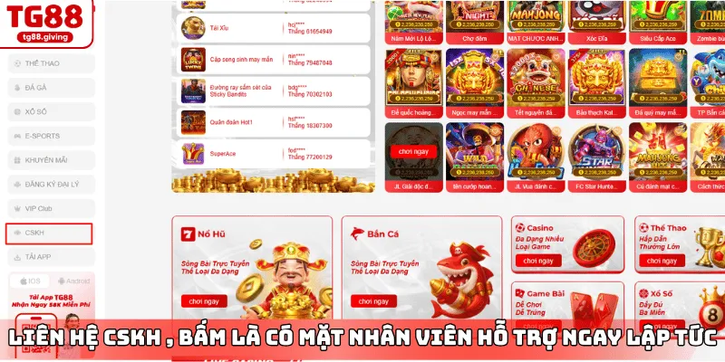 cách liên hệ tg88 qua live chat trực tuyến tại trang chủ tg88